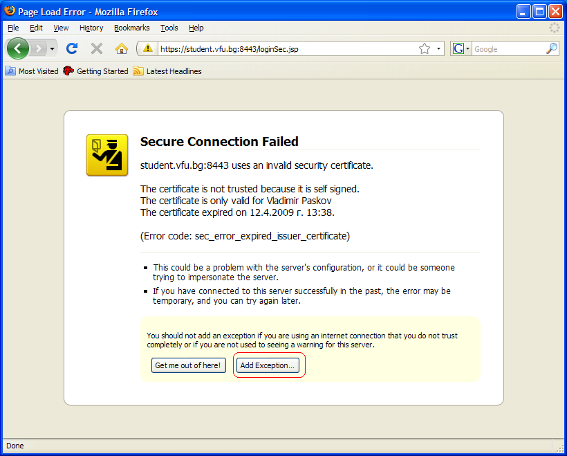Firefox Error