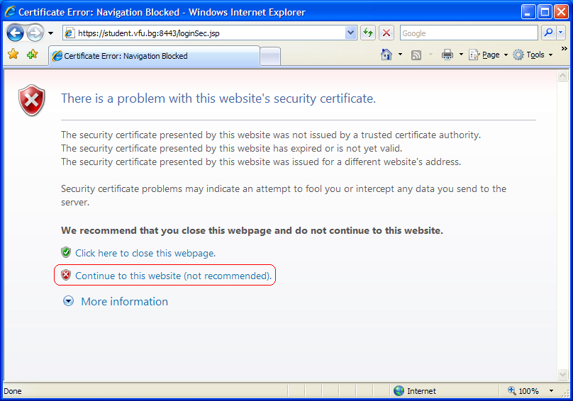 Internet Explorer Error